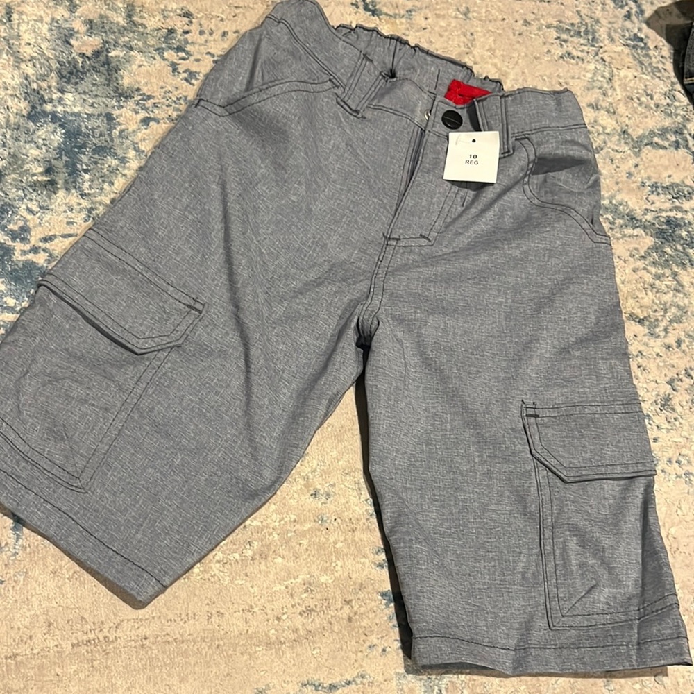 Boys size 10 new shorts grey blue denim looking stretch w adjustable waist